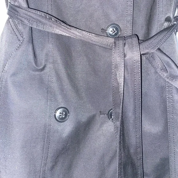 Cole Haan Black Trench Coat with Detachable Hood - Picture 7 of 9